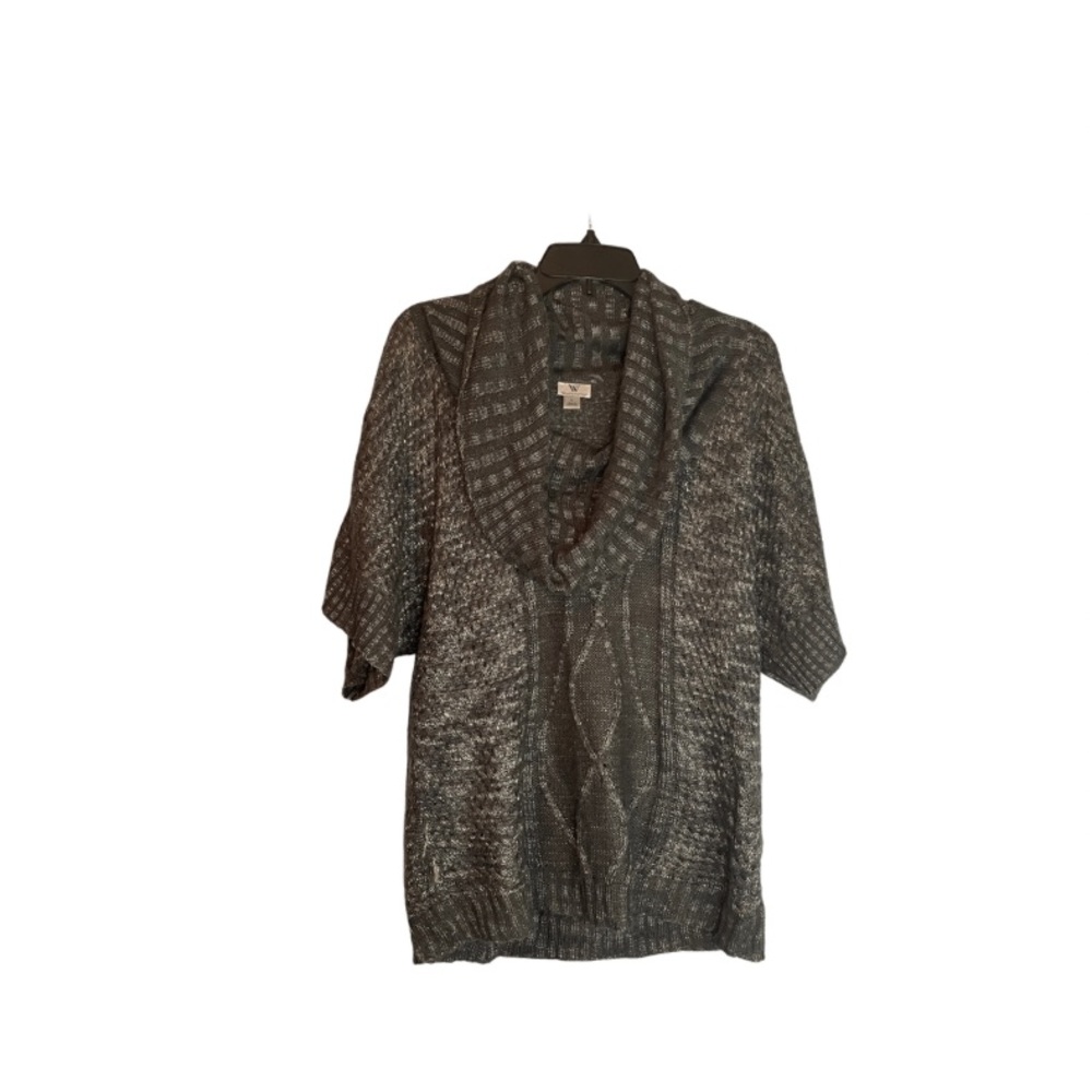 Worthington L grey/silver sweater with crowl neckline